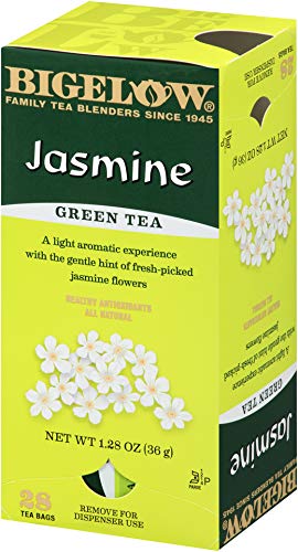 Bigelow Green Tea with Jasmine 28-Count Boxes (Pack of 6) Premium Bagged Jasmine Scented Green Tea Antioxidant-Rich All Natural Medium-Caffeine Tea in Individual Foil-Wrapped Bags