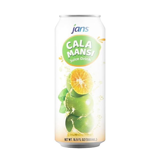 Jans Golden Lime Juice Calamansi Drink (16.9 oz Cans, 12-Pack) ??Philippine Kalamansi Citrus Beverage ??Natural Lemoncito Yuzu Style Lime Drink, Lemon, Orange, Tangerine, Citrus Substitute | From Pure Calamansi Extract