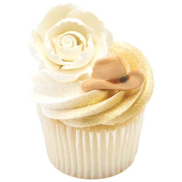 Western - Cowboy Hat, Horse and Horse Shoe Edible Sugar Cake Toppers, 12 Count