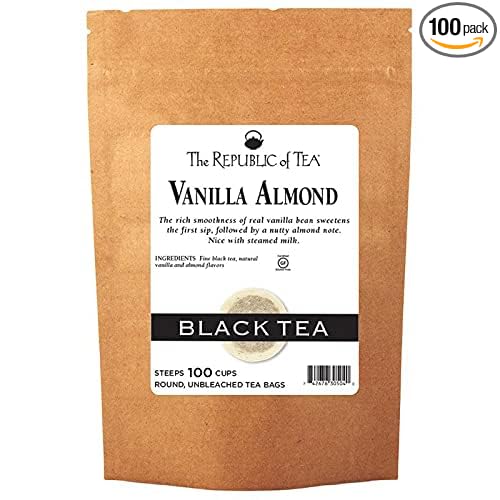 The Republic of Tea ??Vanilla Almond Black Tea Super Refill, 100 Tea Bags, Naturally Caffeinated