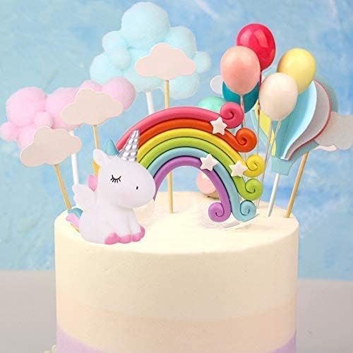 Unicorn Cake Decorations - 2 Pc Set with Unicorn Cake Toppers, Angel Wings & Cupcake Toppers - Perfect for Kids Birthday Parties, Baby Showers & Weddings - Blue & Pink