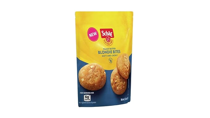 Schär Gluten-Free Peanut Butter Blondie Bites, 8-Pack – Creamy & Crunchy, Bite-Sized, Non-GMO, No Artificial Preservatives, Perfect for Snacking, Lunchboxes, and Sharing