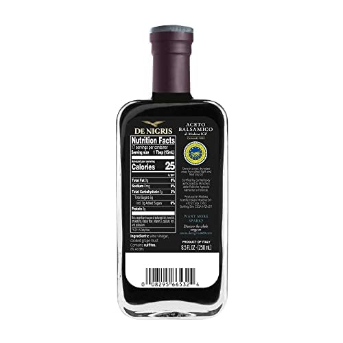 De Nigris Balsamic Vinegar Of Modena Excellence Line - Silver Eagle (45% Grape Must) 8,5 Oz (250ml) | Balsamic Vinegar From Modena Italy, Strong And Velvety Taste, Aged
