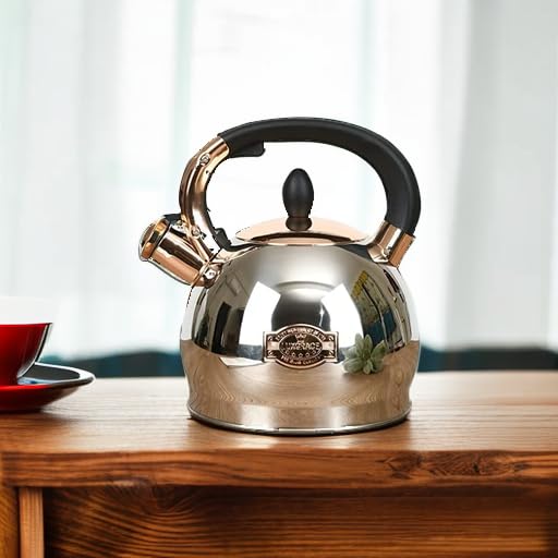Stainless Steel Whistling Tea Kettle with Metal Capsulated Bottom for Quick Heat Distribution 2.8