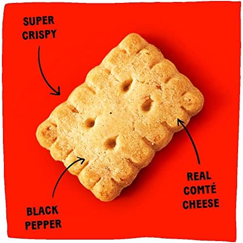 Michel et Augustin Gourmet Crackers, Comté Cheese Biscuits with Black Pepper, Savory Party Crackers, French Snacks, 3.5 oz. Bags