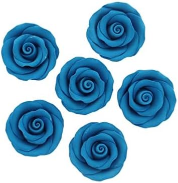 Global Sugar Art Premium Edible Roses, Deep Blue, Unwired, Medium 1.5 inches, 12 Count by Chef Alan Tetreault