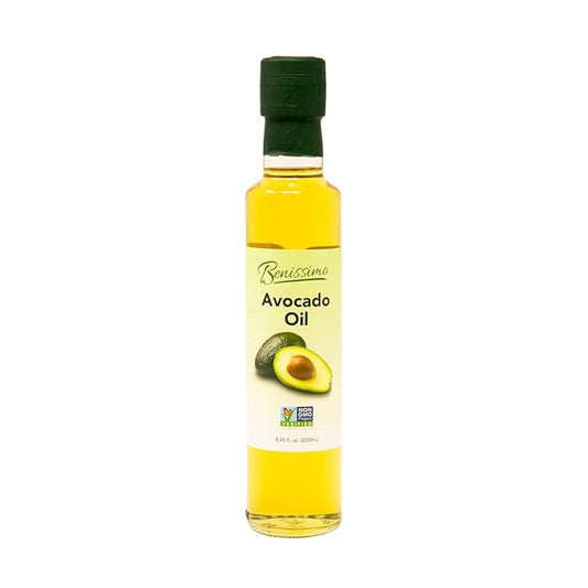 100% Pure Avocado Oil in Glass Bottle, Allergen-Free and Non-GMO, Premium Cold-Pressed Cooking Oil