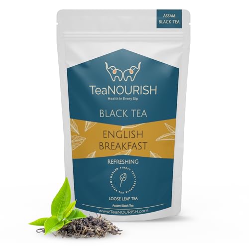 TeaNOURISH English Breakfast Black Tea | Rich, Robust & Full Bodied Loose Leaf Tea | Refreshing & Aromatic | Freshly Sourced Direct From Origin - 3.53oz/100g