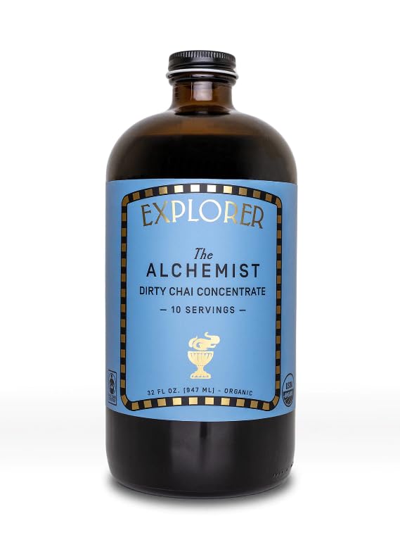 Explorer Organic Chai Tea Concentrate, Alchemist Dirty Spiced, Drink Iced or Hot, 32 fl oz, Makes 8 Cups