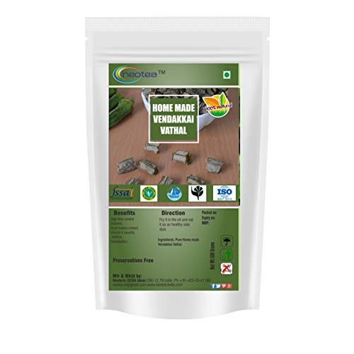 Neotea Homemade Vendakkai Vathal | Sun-Dried Okra | 250 GM | 17.63 OZ | Traditional Indian Snack | Natural & Preservative-Free