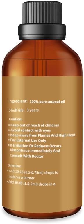yethious Coconut Oil for Skin 100ML, Coconut Essential Oil for Diffuser Candle Making Soap, Fragrance Oil Scented Oil for Car Freshies Soy Candles, Home Aromatherapy/Hair Care 3.38 Fl Oz