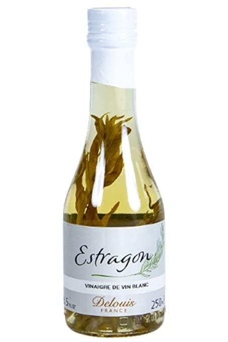 French Delouis White Wine Vinegar with Fresh Tarragon - 8.5 fl oz - Artisanal Vinaigre de Vin Blanc