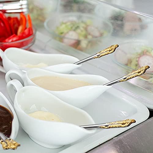 KEAWELL Luxury Gravy Ladle, 18/10 Stainless Steel, Gold Accent, Small Gravy Spoon for Home. Solid and Sturdy, Dishwasher Safe… (1)