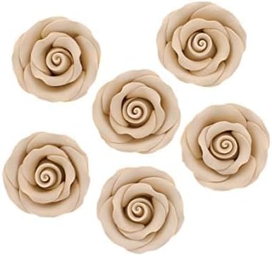 Global Sugar Art Premium Edible Roses, Ivory, Unwired, Medium 1.5 inches, 12 Count by Chef Alan Tetreault