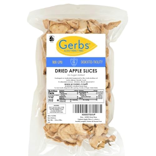 Gerbs Dried New England Apple Slices – 2 LBS. - No Sugar Added, Unsulfured & Preservative Free - Top 14 Allergy Free & NON GMO - Grown in USA