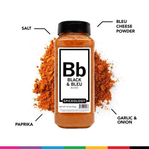 Spiceology ??Black & Bleu Cajun Seasoning ??Gourmet Blend of Real Bleu Cheese & Blackening Spices ??Perfect for Chicken, Steak, Burgers, Seafood & More ??18 oz
