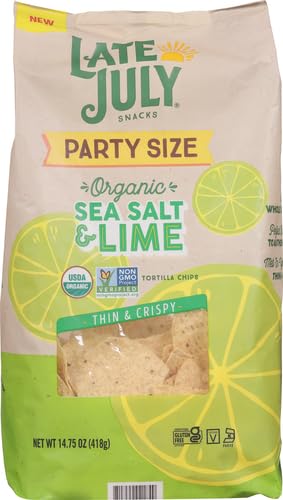 Late July Sea Salt & Lime Organic Tortilla Chips, 14.75 Oz Bag (Pack of 2)