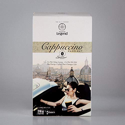 TRUNG NGUYEN LEGEND Cappuccino Hazelnut Instant Coffee Single Served Stick for Energy Boost (8oz - Box of 12 Sticks)