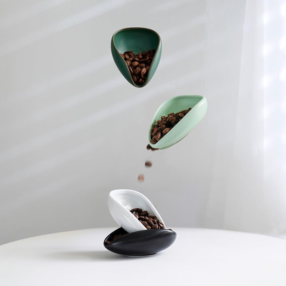 watchget Ceramic Coffee Dosing Cup & Tea Storage Tray, Black