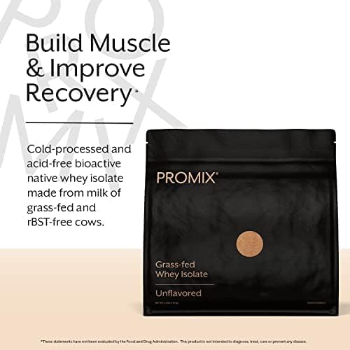 ProMix Nutrition Whey Protein Isolate Powder, Unflavored - Grass-Fed & 100% All Natural - 짯Post Workout Fitness & Nutrition Shakes, Smoothies, Baking & Cooking Recipes - 2.5 Pound (Pack of 2)