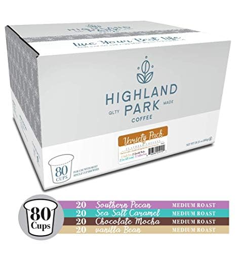 Highland Park Coffee Single Serve Coffee Pods Compatible with Keurig K Cup Brewers, Flavored, Variety, 80 Count