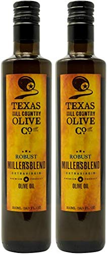 Texas Hill Country Olive Co Miller's Blend Extra Virgin Olive Oil - Cold Pressed EVOO Gourmet Olive Oil - Rich & Robust - Perfect for Dressing & Dipping - Award Winning & Made in Texas (16.9 oz, 2 Pack)