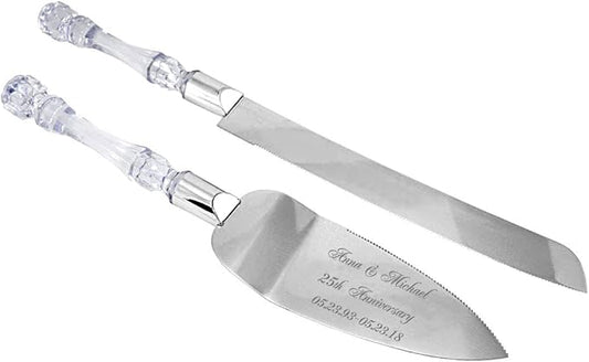 GIFTS INFINITY Personalized Wedding Cake Knife and Server Set Free Engraving - Valentine's, Wedding, Bithday (CT-101V)