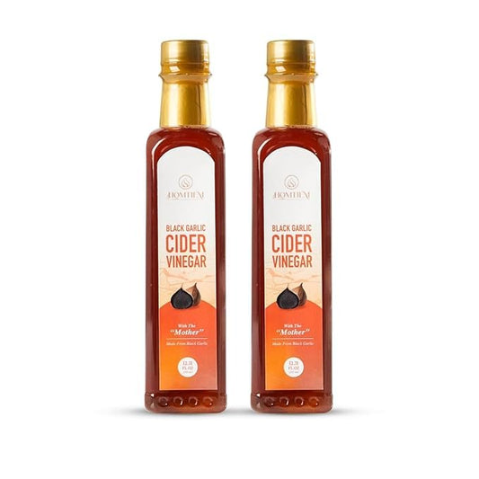 Homtiem Black Garlic Cider Vinegar ??Naturally Fermented Vinegar Made with Black Garlic and Cider Vinegar, Gluten Free, Rich in Health Benefits, Ideal for Salad Dressings, Sauces, Drinks, and Healthy Recipes (350ml, Pack of 2)