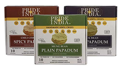Pride Of India - Salty Black Bean Namkeen Papadum Lentil Crisp - Pack of 6-10 count Box (3.53oz - 100gm) - Lentil Chips, Gluten-Free Crackers, Healthy Snacks, Indian Snacks, Lentil Crackers