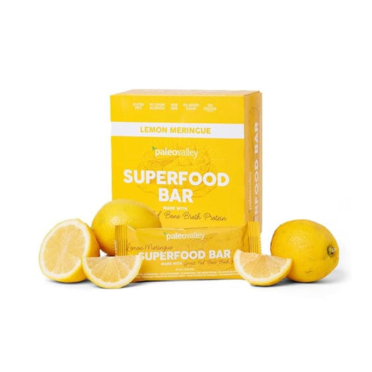 Paleovalley Superfood Bars ??Lemon Meringue??10 Pack ??9g Protein per Bar ??Gluten-Free, Grain-Free, Paleo, Non-GMO ??On-the-Go Snack