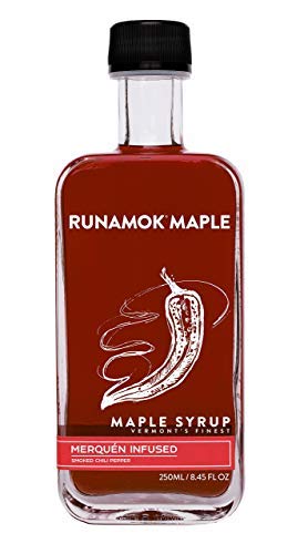 Runamok Maple Hot + Spicy Infused Maple Syrup - Authentic & Real Vermont Maple Syrup | Smoked Chili Pepper Infused | Great Spice For Any Meal, Vinaigrettes, Chicken & Waffles | 8.45 Fl Oz (250mL)