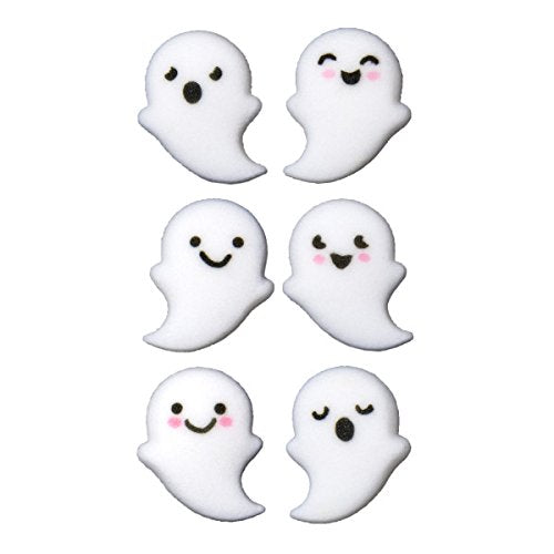 White Ghost Edible Sugar Cake Toppers, 12 Count