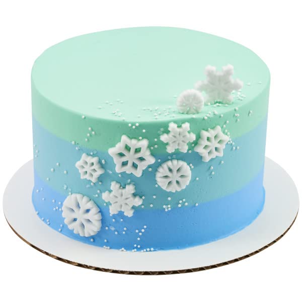 White Snowflake Assortment Edible Sugar Cake Toppers, 24 Count