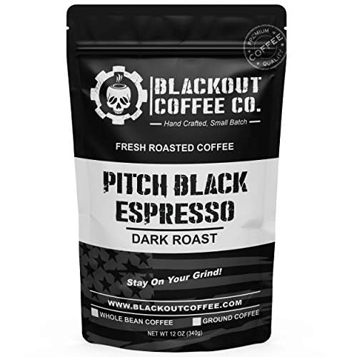Blackout Coffee Pitch Black Espresso Ground Coffee ??Extra Dark Roast, European-Style, Bold & Aromatic ??Freshly Roasted 12oz Bag, American Made