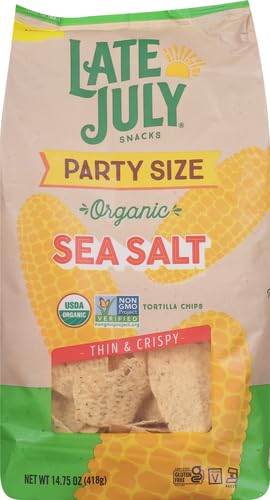 Late July Snacks Thin And Crispy Organic Tortilla Chips Sea Salt, 14.75 Oz (Pack of 2)