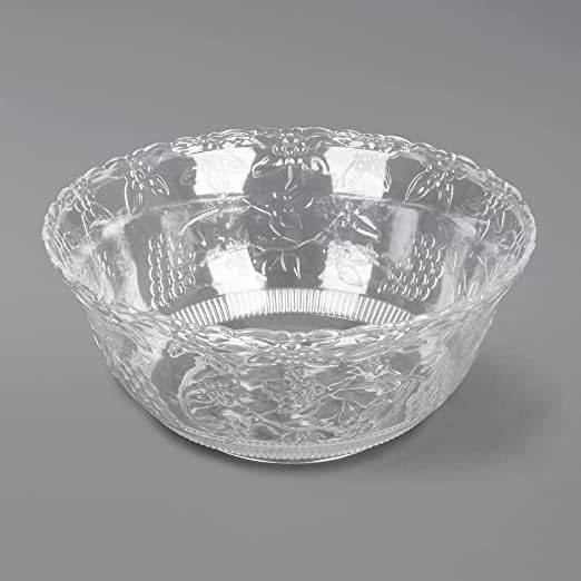 S.G Premium Quality Plastic Punch Bowl - 2 Gallon Clear Plastic Punch Bowl - Embroidered Design 8 Quart Serving Bowl. (Punch Bowl Only)