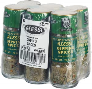 Alessi Herb & Seasoning Grinder, Dipping Spices for Olive Oil, Tip n' Grind (Garlic, 0.76 Ounce (Pack of 6))