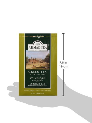 Ahmad Tea Green Tea, Green Tea with Earl Grey Loose Leaf, 500g - Caffeinated and Sugar-Free (Pack of 2)