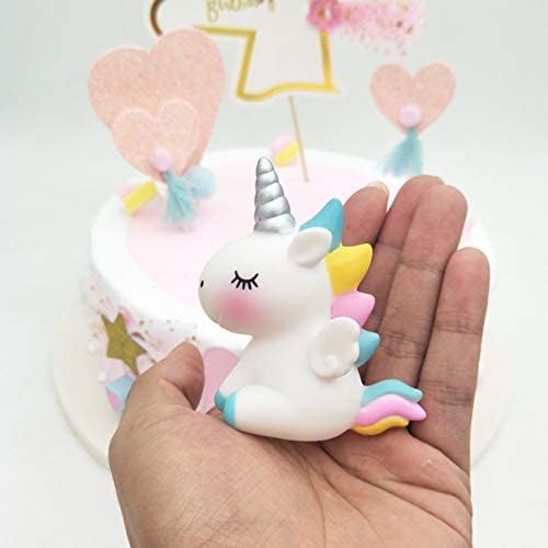 Unicorn Cake Decorations - 2 Pc Set with Unicorn Cake Toppers, Angel Wings & Cupcake Toppers - Perfect for Kids Birthday Parties, Baby Showers & Weddings - Blue & Pink