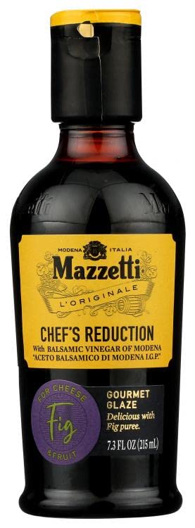 Mazzetti Fig Balsamic Vinegar Glaze of Modena PGI | Thick & Rich | Perfect for Fruit & Cheese | 7.3 Ounce Bottle (Pack of 1)