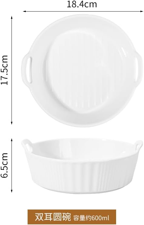 Kbotiques Round Casserole Dish Made of Scratch-Resistant Ceramic in White for Hot Air Fryer, for Preparing Lasagne, Soup, Tiramisu and More Fryer Accessories (White, 650 ml)