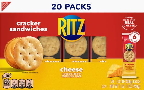 RITZ Cheese Sandwich Crackers, 20 Snack Packs (6 Crackers Per Pack) (Pack of 2)