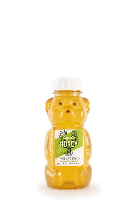 Orchard Pond Tupelo Honey - Rare Harvest from White Ogeechee Tupelo Trees, Handcrafted in North Florida, 100% Pure & Unheated - 12oz Bear