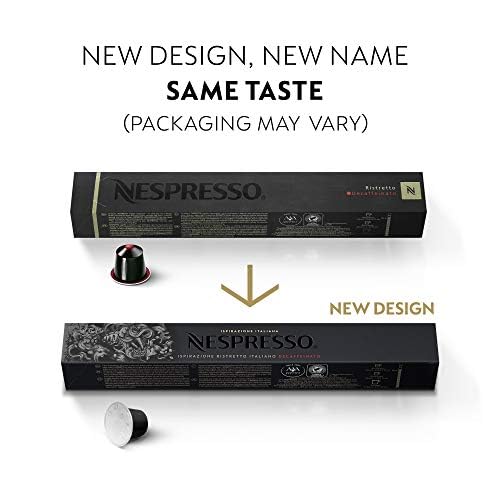 Nespresso Capsules Original Line, Ristretto Decaffeinato, Dark Roast Coffee, 50 Count Coffee Pods