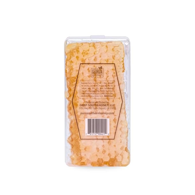 100% Raw Edible Honeycomb by Pure Southern Honey [7 oz] - Authentic, USA - Made - Unheated - Non - GMO, Unsweetened, All-Natural