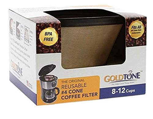 GoldTone Brand (Made in the USA) Reusable No.4 Cone Style Replacement Coffee Filter replaces your