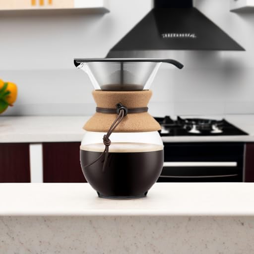 Bodum 34oz Pour Over Coffee Maker, High-Heat Borosilicate Glass with Reusable Stainless Steel