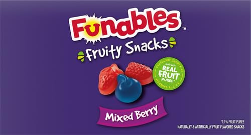 Funables Fruit Snacks, Mixed Berry Fruit Flavored Snacks, 0.8 ounce Pouches (Pack of 80)