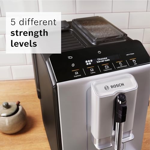 Bosch 300 Series Fully Automatic Espresso and Coffee Machine ??In-Cup Frother, OneTouch Milk Drinks, 5 Drink Options, Ceramic Grinder, Easy Clean & Descale, in Silver TIU20307
