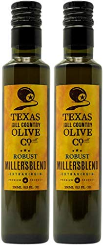 Texas Hill Country Olive Co Miller's Blend Extra Virgin Olive Oil - Cold Pressed EVOO Gourmet Olive Oil - Rich & Robust - Perfect for Dressing & Dipping - Award Winning & Made in Texas (8.5 oz, 2 Pack)
